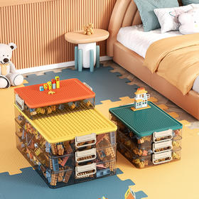 【开盖就能搭建的玩具收纳盒】乐高九宫格收纳收纳盒游戏盖面 自由搭建 承重耐压 牢牢固定 耐摔耐踩 大物小物各居其所