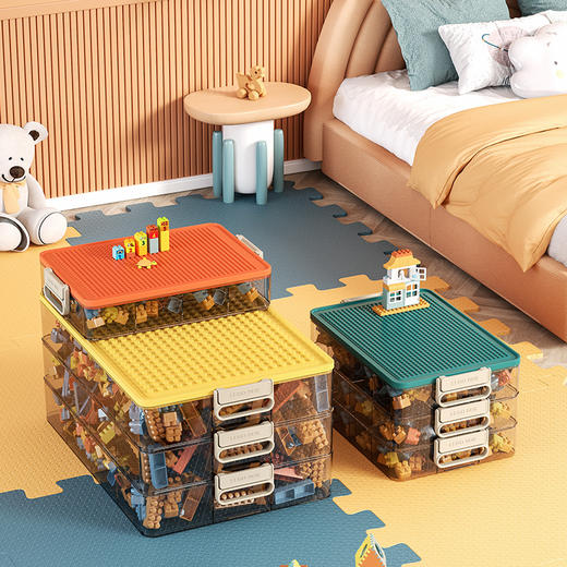 【开盖就能搭建的玩具收纳盒】乐高九宫格收纳收纳盒游戏盖面 自由搭建 承重耐压 牢牢固定 耐摔耐踩 大物小物各居其所 商品图0