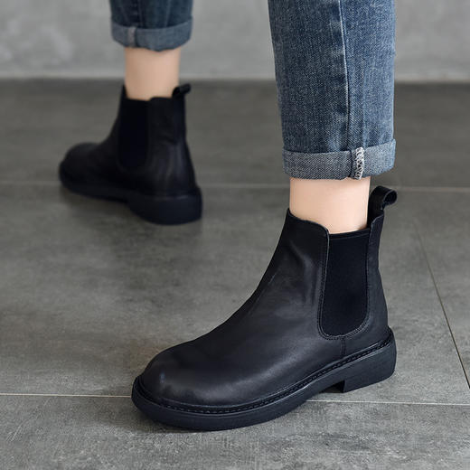 TN T86330-05高品质牛皮短靴真皮切尔西靴复古 商品图3