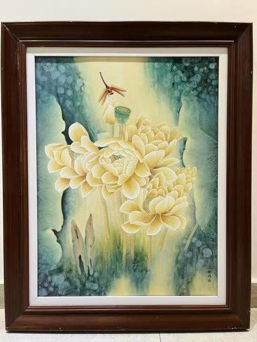 粉彩荷塘清趣瓷板 商品图0