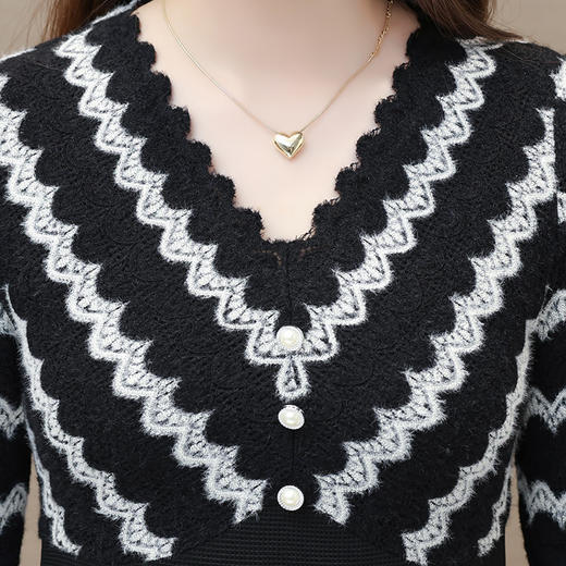 假两件高腰裙针织毛线拼结长款A字裙时尚连衣裙QYM-KED-63156-Y 商品图3