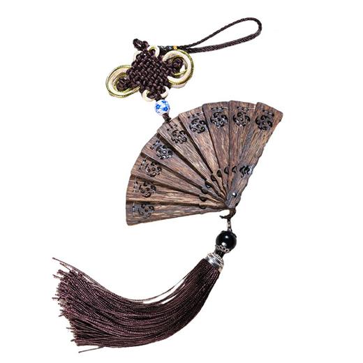 沉香挂扇 木折扇 中国民族风装饰 沉香工艺品  家居汽车小挂件 20026714 商品图4