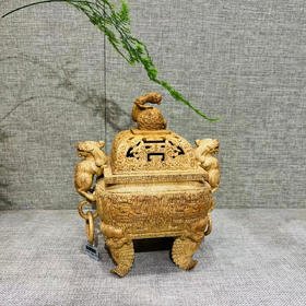 象足瑞兽°老竹雕香炉
