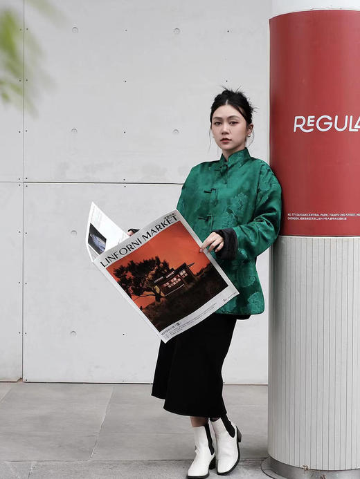 微瑕秒杀| 盛唐牡丹 |祖母绿石榴花对襟外套正反两穿 (不夹棉）[特价品](特殊商品不退不换) 商品图6