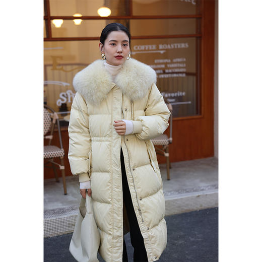 HeyDress蓝狐毛大翻领羽绒服女冬季90白鸭绒保暖宽松收腰外套 商品图2