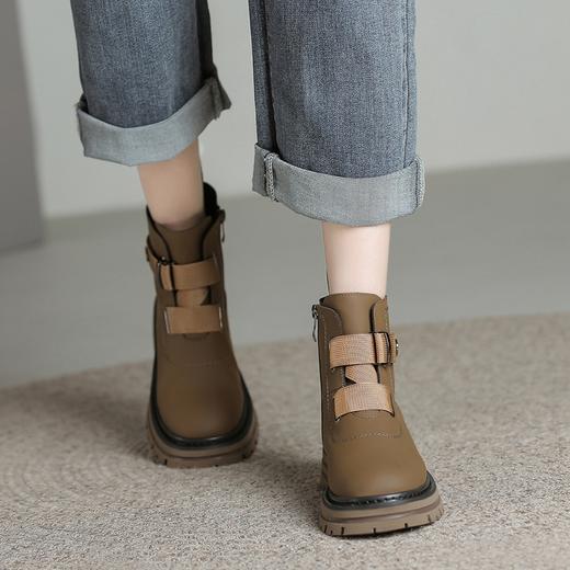 ZHR加绒马丁靴女英伦风厚底短靴女2023新款马丁靴秋冬款百搭女靴 商品图9