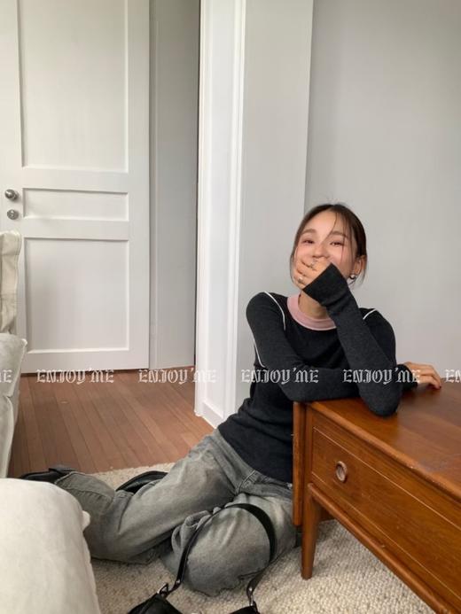 冬季派对复兴-撞色圆领针织上衣 155108008 商品图4