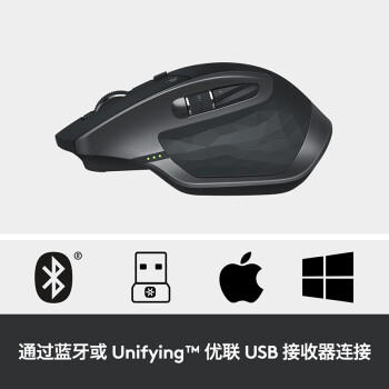 罗技（Logitech）大师系列 MX Master 2S 鼠标 无线蓝牙鼠标 办公鼠标 右手鼠标 优联 儒雅黑 带无线2.4G接收器 /电脑、办公 /外设产品 /鼠标 商品图2