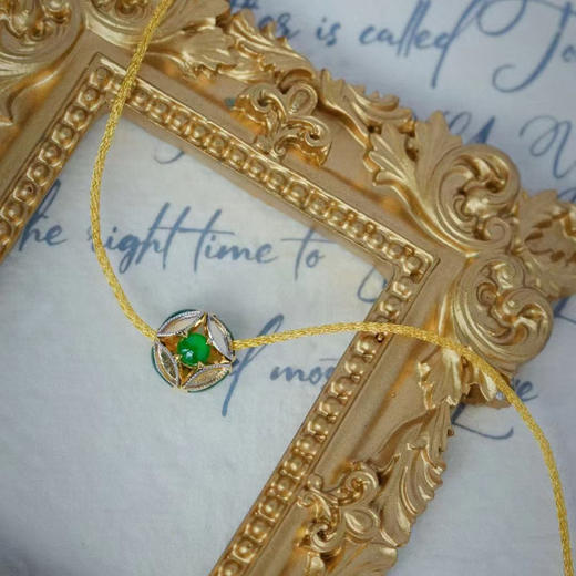 龢盒原创 18k金翡翠小花钱耳钉吊坠套 商品图1