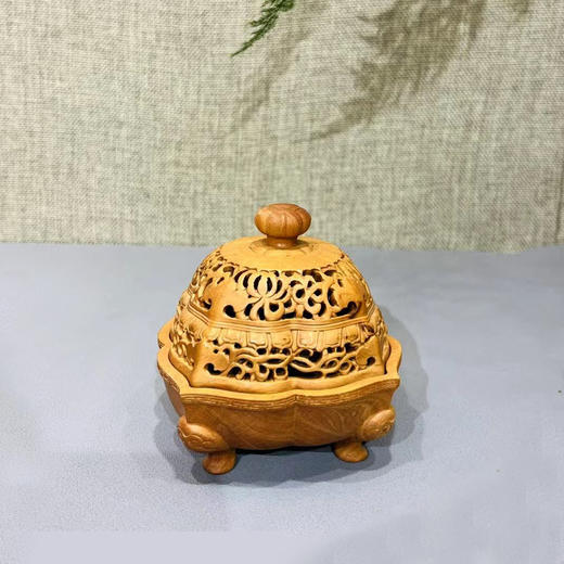 六棱连理纹香炉°黄杨木 商品图0