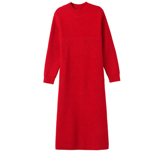 秋冬女士红色中长款毛衣裙，新款好看宽松气质轻熟针织打底衫CC-103-2756 商品图4