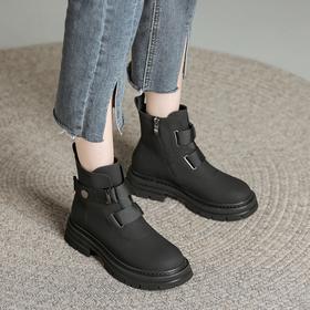 ZHR加绒马丁靴女英伦风厚底短靴女2023新款马丁靴秋冬款百搭女靴