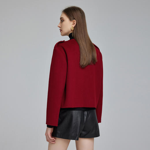 NH941斯尔丽2023冬季新款短款圆领时尚保暖宽松显瘦减龄双面呢羊毛大衣 商品图1