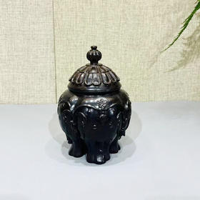 吉象°精雕小叶紫檀茶叶罐