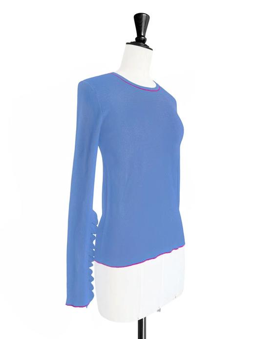 TYNVIE 荷叶边装饰袖口套头针织衫-蓝色 商品图2