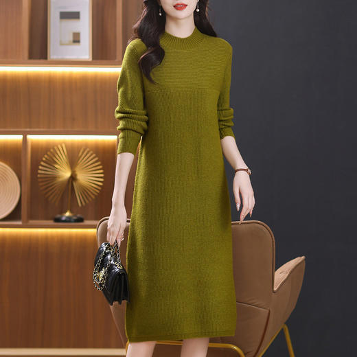 秋冬女士红色中长款毛衣裙，新款好看宽松气质轻熟针织打底衫CC-103-2756 商品图2