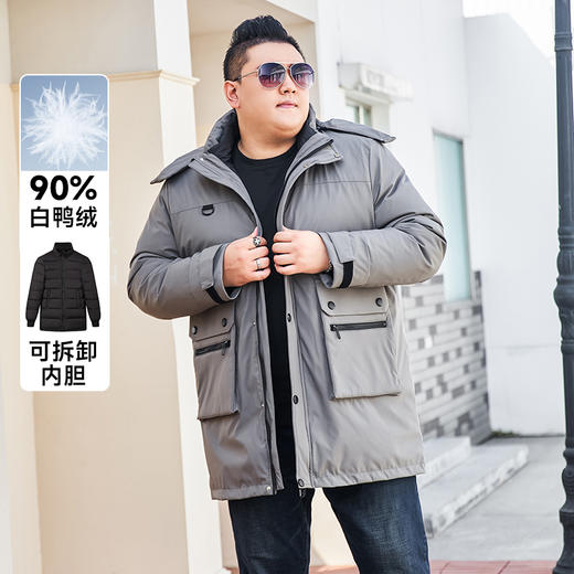 【2天发货】【超大码】【可拆卸内胆】【新款DYH】大依优型大码羽绒服可拆卸帽加肥加大冬季外套休闲胖子大码男休闲宽松上衣肥佬 商品图0