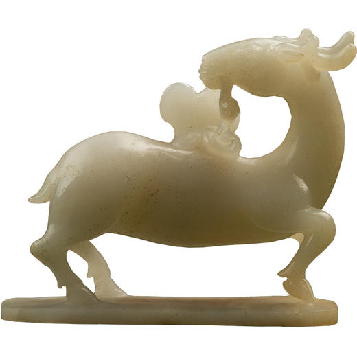清 玉雕鹿衔灵芝摆件 商品图5