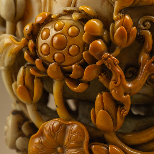 清 寿山石雕荷叶杯摆件 商品图1