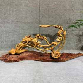 一路连科°黄杨木摆件（含底座）