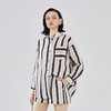 谜底衬衣套装女2023秋新款时尚条纹分袖衬衫+直筒短裤233MTZ0012 商品缩略图1