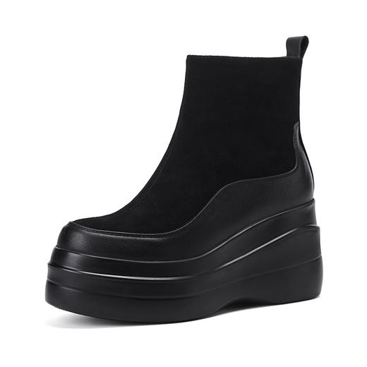 简约舒适，高跟防水台真皮拼接靴子MQE-G82-5 商品图13