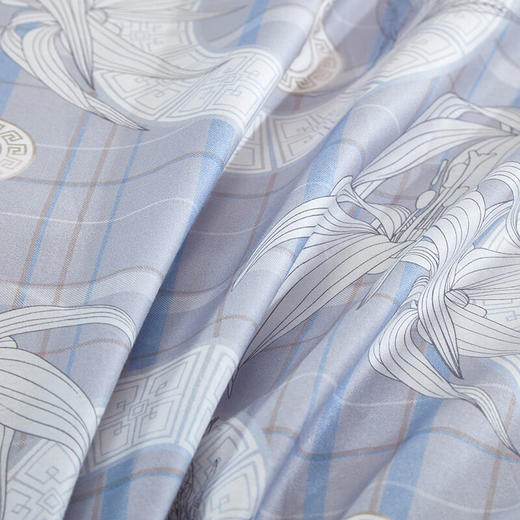 富安娜家纺床品纯棉套件床单四件套/星月竹影/静谧·蓝 商品图4