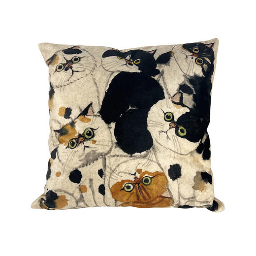 不仁斋薛继业水墨群猫粗纹高档棉麻有芯抱枕客厅沙发靠枕 商品图9