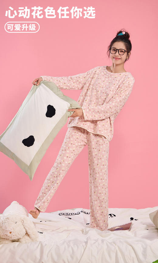 老米优品/ 云朵般软绵绵《少女感波点/卡通 绒绒家居套装》亲肤柔软，温暖舒适~~ TZ231109A 商品图2