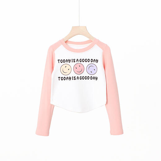 「三款配色」秋冬季新款潮范女童长袖T恤 中大童撞色短款保暖上衣儿童打底衫童装 商品图4