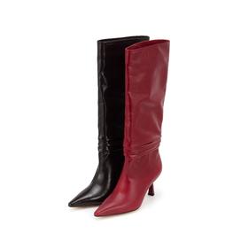 westory2023欧美皱皱靴潮酷褶皱堆堆靴时装靴高跟高靴女W23DQ83671