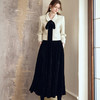 BE09785罗衣复古丝绒黑色高腰半身裙2023冬装新款优雅大摆褶皱裙子 商品缩略图4