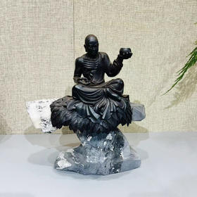 地藏王°小叶紫檀+灵璧石摆件