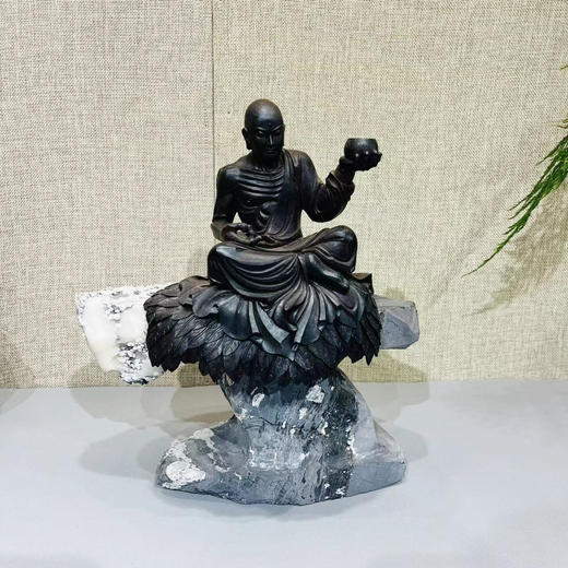 地藏王°小叶紫檀+灵璧石摆件 商品图0