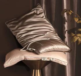 【6F】富安娜 云绫纱蚕丝夹心枕/诺里斯，74*48，浅咖