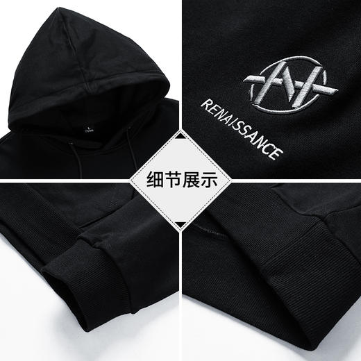 【新款DPJ】大依优型大码加绒连帽卫衣加肥加大休闲宽松透气上衣男士胖子肥佬潮款 商品图3