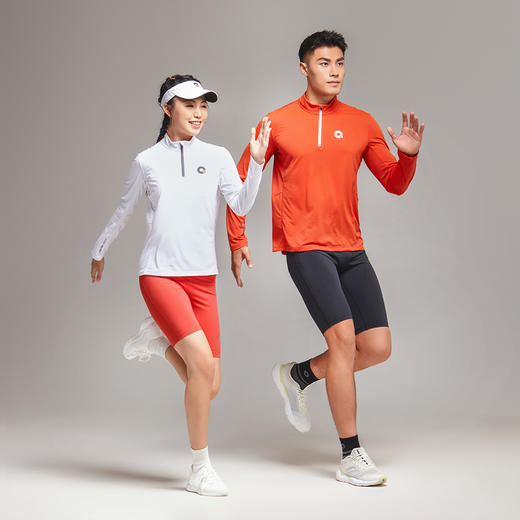 果凡运动立领开胸套头长袖衫上衣透气吸汗速干男女户外跑步T恤秋GKB21188/GKB22189 商品图6