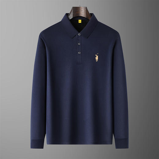 【新款DG】大依优型大码加绒长袖Polo衫翻领加肥加大肥佬休闲宽松透气上衣胖子绅士打底T恤 商品图1