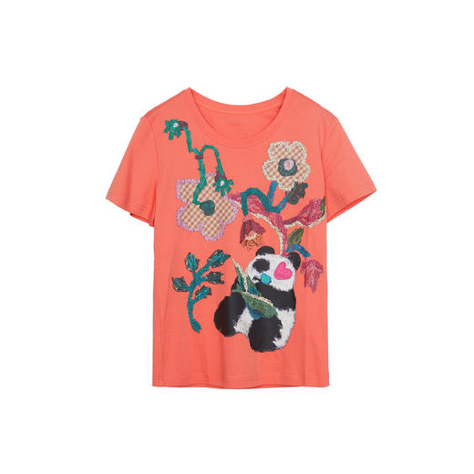 谜底T恤短袖女2023秋季新款学院风趣味绣花修身百搭上衣233MT0019 商品图4