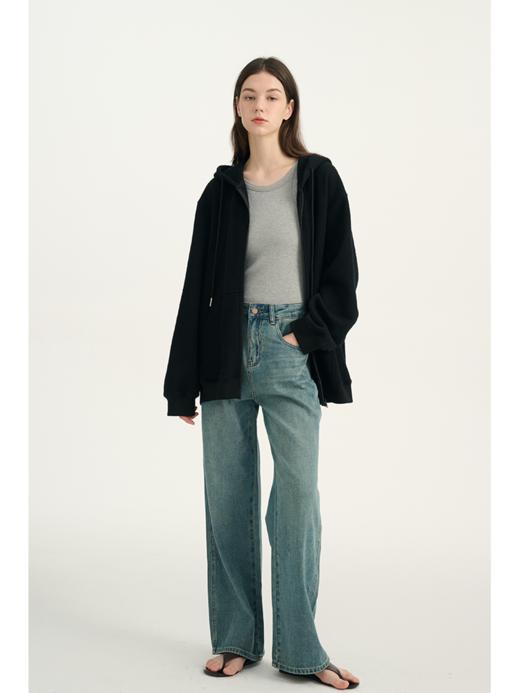 MAISON CECILE做旧水洗蓝梨形友好直筒阔腿牛仔裤 商品图0