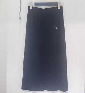 1GMZ松紧腰C字母贴标弹力磨毛中长半裙21121（黑A)D 冬季 290424000028