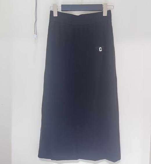 1GMZ松紧腰C字母贴标弹力磨毛中长半裙21121（黑A)D 冬季 290424000028 商品图0