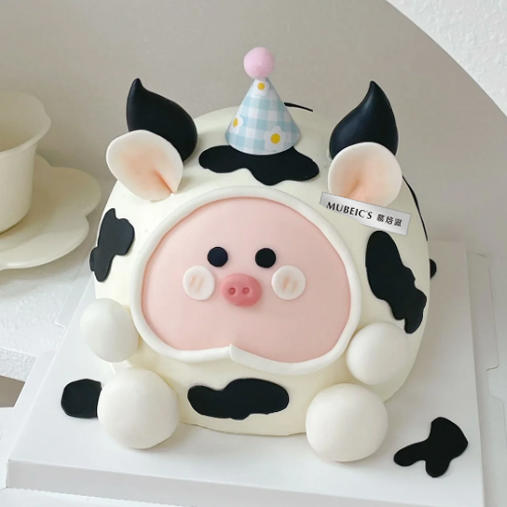 立体奶牛半翻糖蛋糕S155 商品图0