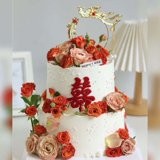 双层鲜花囍字蛋糕S222 商品图0