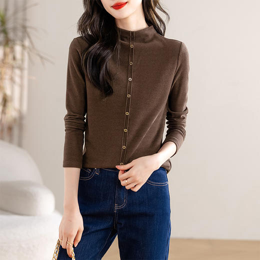 舒适内搭，秋冬温暖绵软双面德绒通勤t恤女半高领加厚打底衫女上衣KQL-645T8525 商品图2