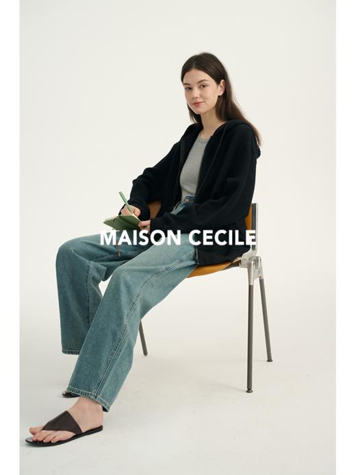 MAISON CECILE做旧水洗蓝梨形友好直筒阔腿牛仔裤 商品图2