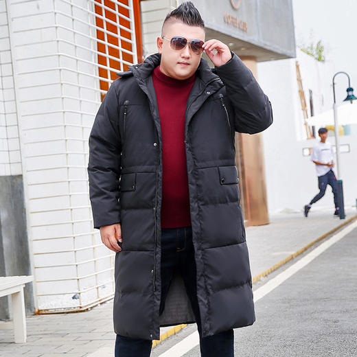 【2天发货】【长款过膝】【超大码】【可拆卸帽】【新款DYH】大依优型大码长款过膝羽绒服加肥加大冬季外套休闲胖子大码男休闲宽松上衣肥佬 商品图1