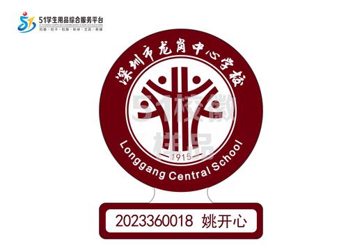 定制深圳市龙岗区龙岗中心学校熨烫校徽布标姓名贴胸章缝制包邮51 商品图2