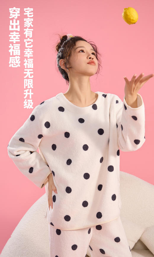 老米优品/ 云朵般软绵绵《少女感波点/卡通 绒绒家居套装》亲肤柔软，温暖舒适~~ TZ231109A 商品图8
