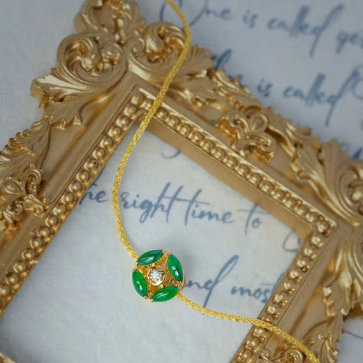 龢盒原创 18k金翡翠小花钱耳钉吊坠套 商品图2